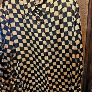 Lane Bryant Black and Cream Checkered Shirt